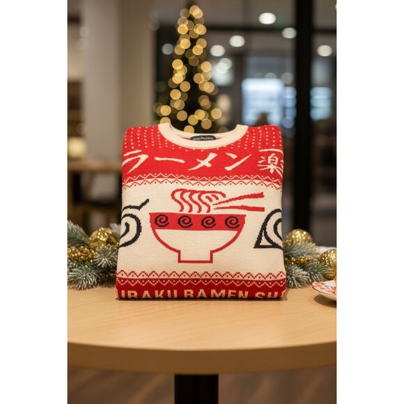 Naruto Ichiraku Ramen Sweater M/L/XL Ripple Junction Red Cream NWOT - Picture 6 of 9